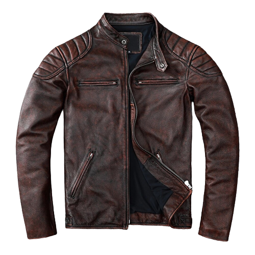 Mens Logan Shoulder Patch Work Genuine Lambskin Leather Jacket