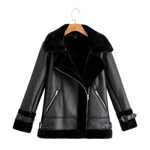 Womens Wrenley Genuine Lambskin Leather Fur Lined Jacket