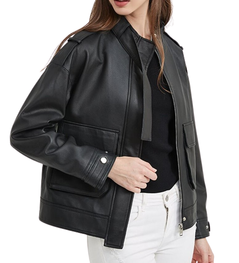 Womens Elora Genuine Lambskin Leather Jacket