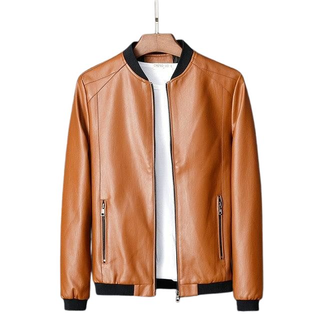 Mens Elegant Leather Causal Lambskin Bomber Jacket