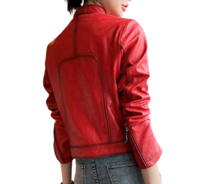 Womens Eleanor Front Pocket Genuine Lambskin Leather Jacket