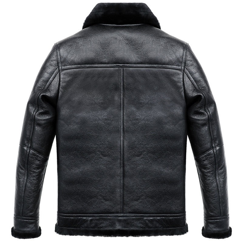 Mens Bassel Genuine Lambskin Leather Fur Lined Jacket