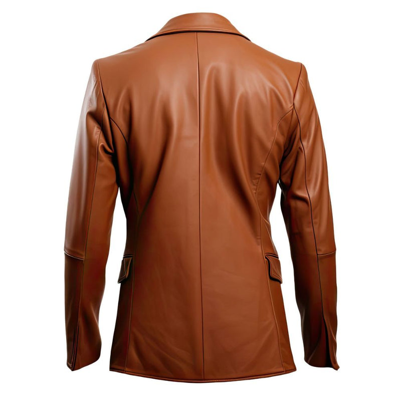 Men’s Legacy Brown Slim-fit Semi-Formal One-Button Sheepskin  Leather Coat