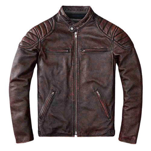 Mens Logan Shoulder Patch Work Genuine Lambskin Leather Jacket
