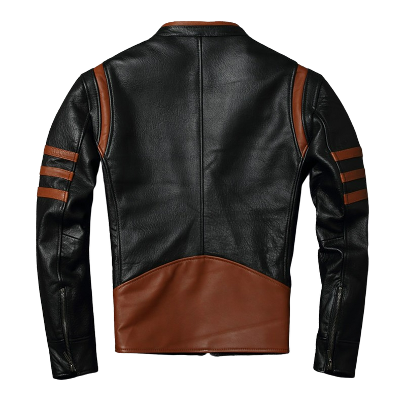 Mens Striped Genuine Lambskin Leather Jacket
