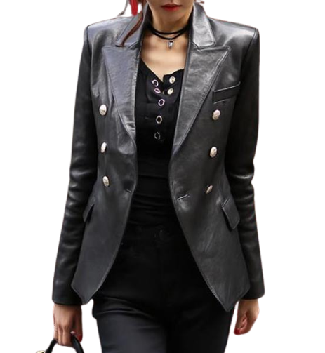 Womens Amoura Genuine Lambskin Leather Blazer