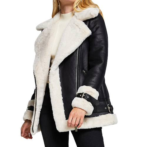 Womens Wrenley Genuine Lambskin Leather Fur Lined Jacket