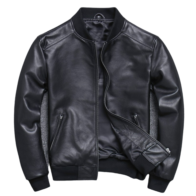 Mens Stylo Genuine Lambskin Leather Bomber Jacket