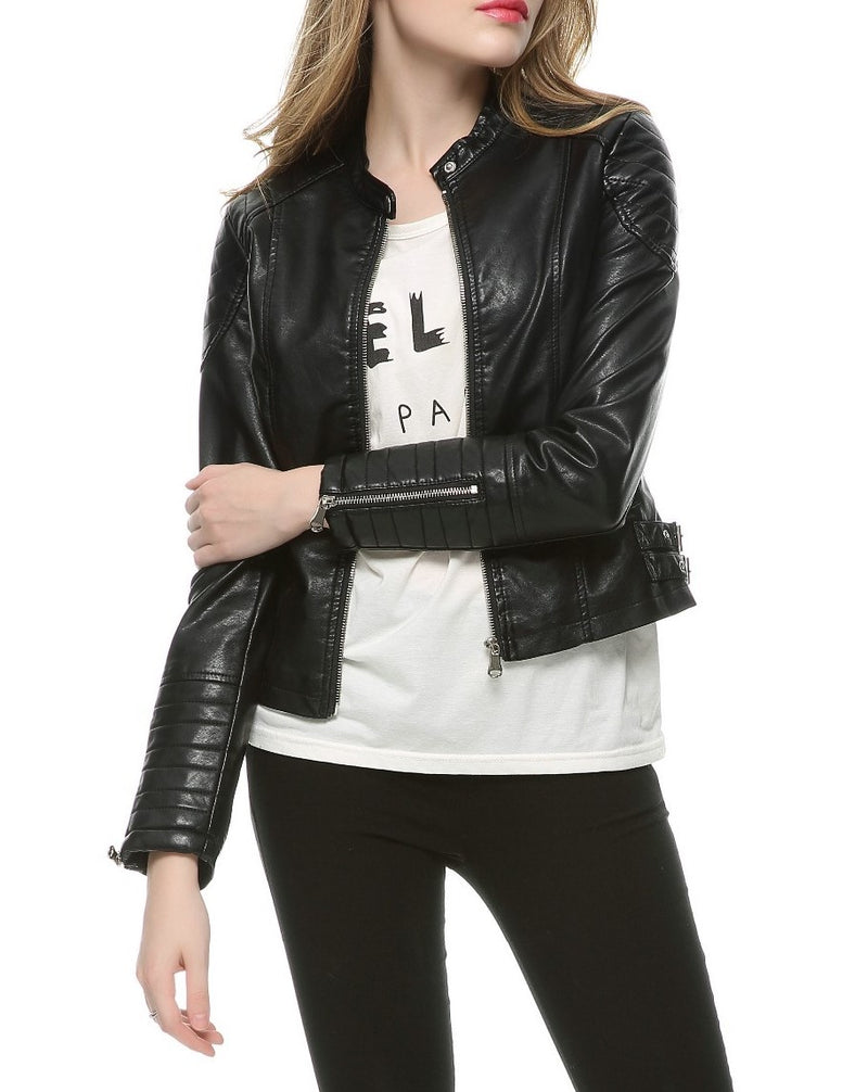 Womens Nora Genuine Lambskin Leather Jacket