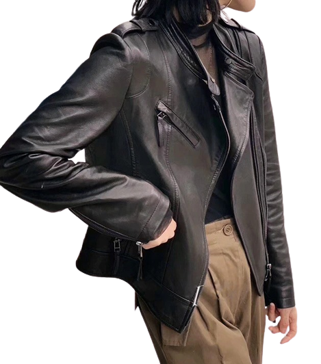 Womens Florence Genuine Lambskin Biker Leather Jacket