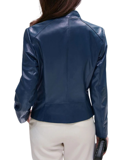Womens Stella Genuine Lambskin Biker Leather Jacket