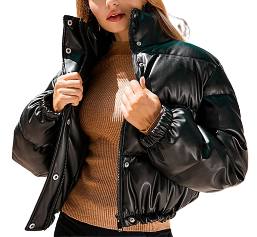 Womens Madelyn Genuine Lambskin Leather Puffer Jacket