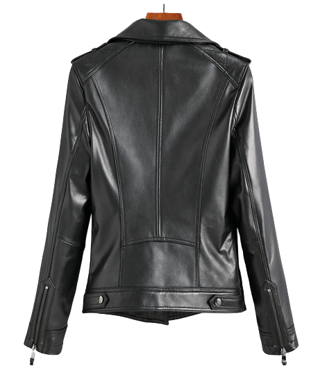 Womens Kinsley Genuine Lambskin Biker Leather Jacket