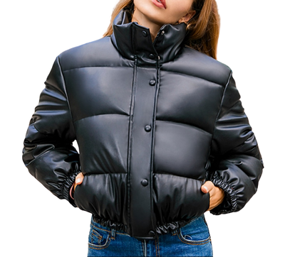 ◆BADBLOOD◆ BS Leather Puffer MA1 Jacket Black w-jkt24-047 Women Leather Puffer Jacket – MarkhorLive