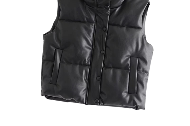 Womens Analia Genuine Lambskin Leather Puffer Vest