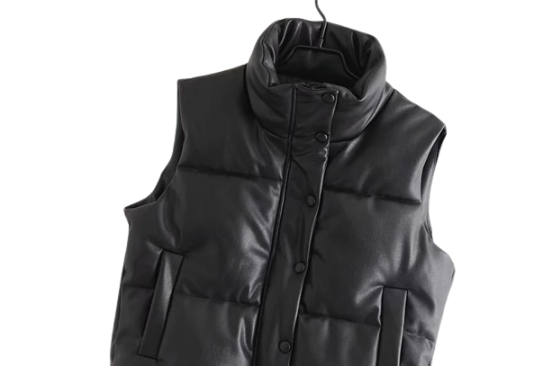 Womens Analia Genuine Lambskin Leather Puffer Vest