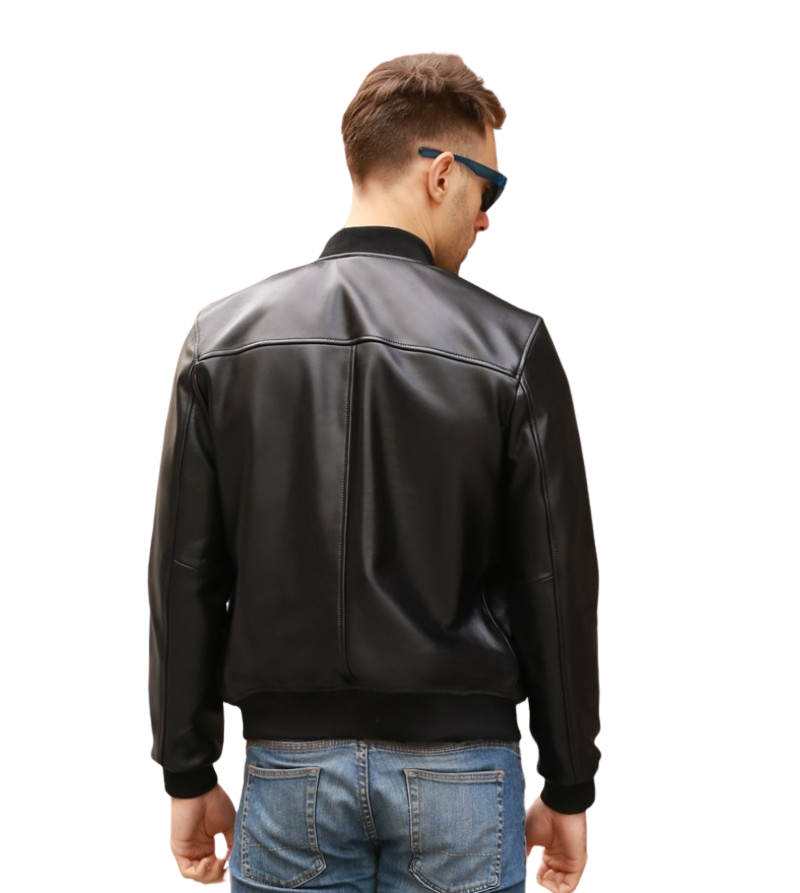 Mens Ace Genuine Real Leather Bomber Jacket