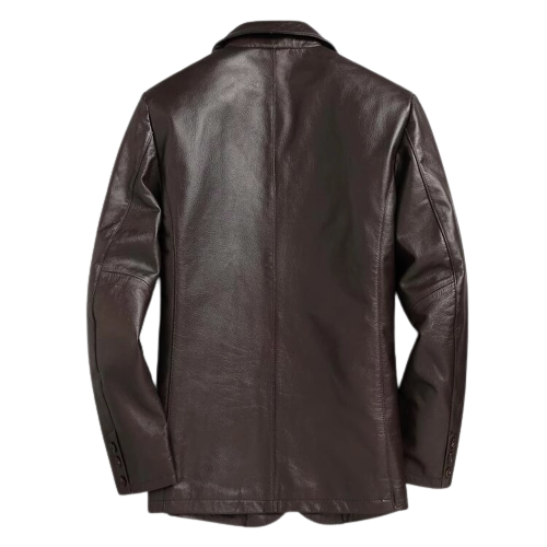 Mens Magnus Front Button Leather Coat