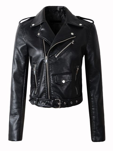 Leather ladies biker jacket hotsell