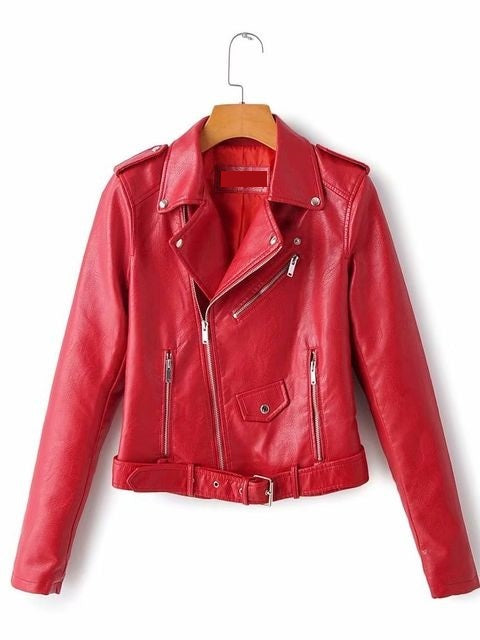 Womens Bella Genuine Lambskin Biker Leather Jacket