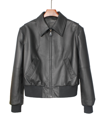 Womens Everly Genuine Lambskin Leather Bomber Jacket