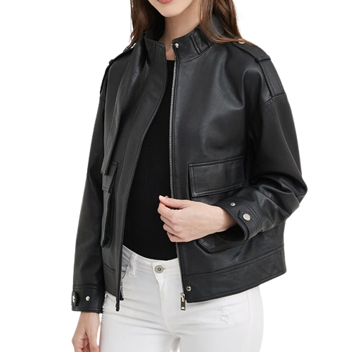 Womens Elora Genuine Lambskin Leather Jacket