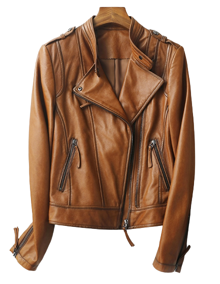 Womens Jaylin Genuine Lambskin Biker Leather Jacket