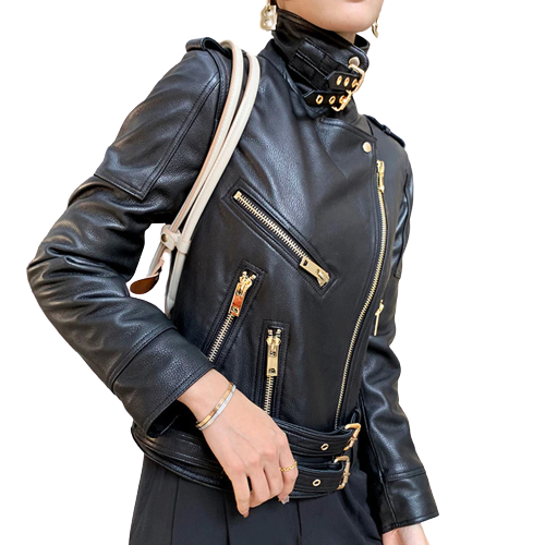 Womens Aurora Genuine Lambskin Biker Leather Jacket