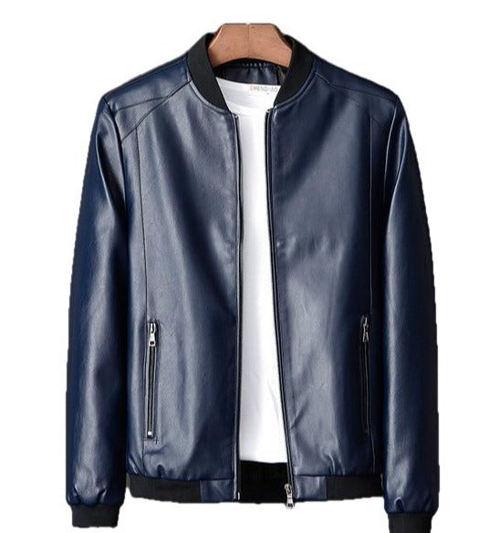 Mens Elegant Leather Causal Lambskin Bomber Jacket