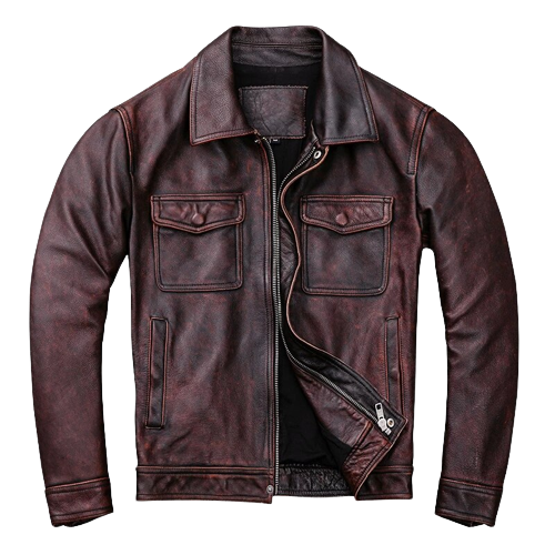 Mens Atlas Front Pocket Genuine Lambskin Leather Jacket