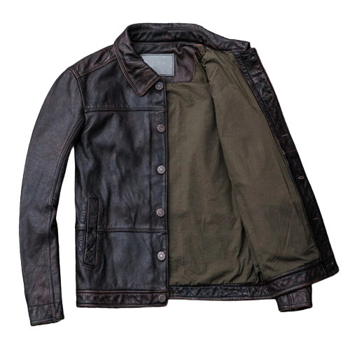 Mens Ryder Front Pocket Dark Brown Genuine Lambskin Leather Jacket
