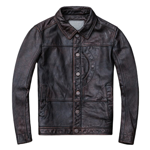 Mens Ryder Front Pocket Dark Brown Genuine Lambskin Leather Jacket