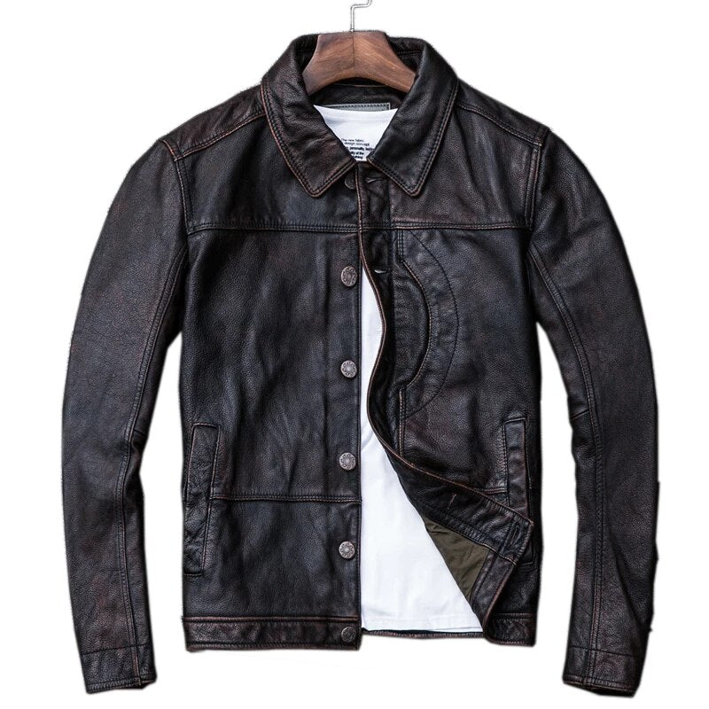 Mens Ryder Front Pocket Dark Brown Genuine Lambskin Leather Jacket