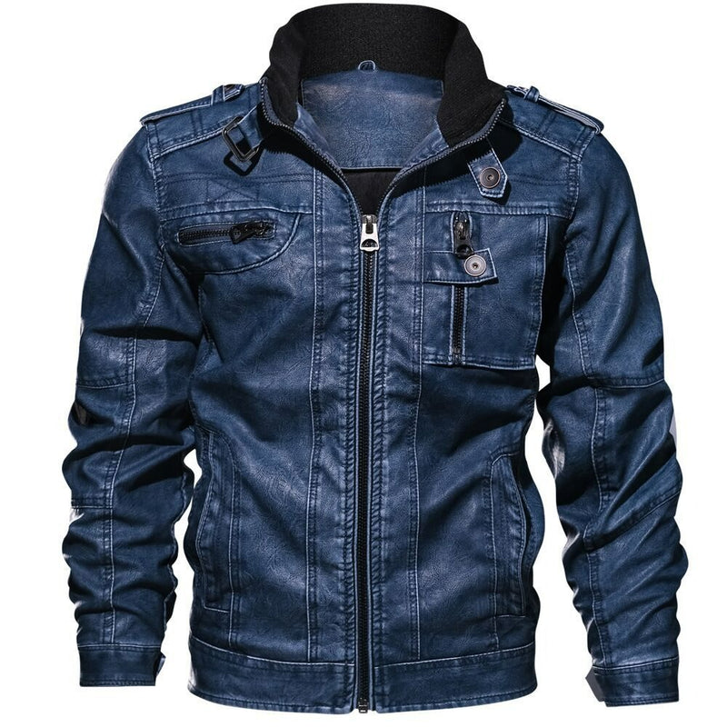 Mens Orme Stand Collar Genuine Lambskin Leather Jacket