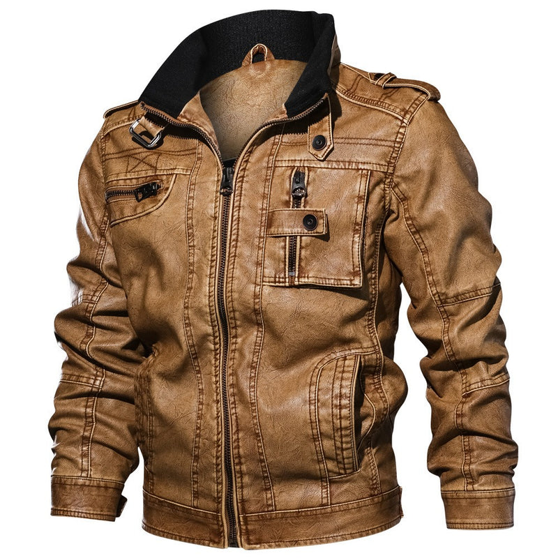 Mens Orme Stand Collar Genuine Lambskin Leather Jacket