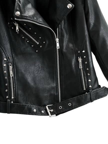 Womens Sophia Genuine Lambskin Biker Leather Jacket