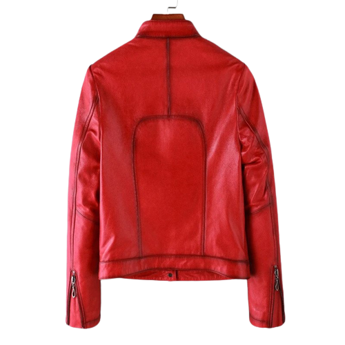 Womens Eleanor Front Pocket Genuine Lambskin Leather Jacket