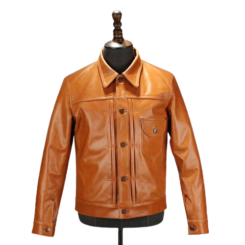 Mens Zion Front Pocket Glossy Tan Genuine Lambskin Leather Jacket