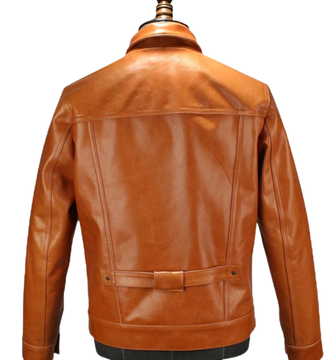 Mens Zion Front Pocket Glossy Tan Genuine Lambskin Leather Jacket