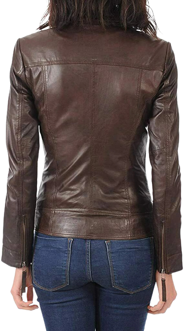 Womens Aitana Genuine Lambskin Biker Leather Jacket