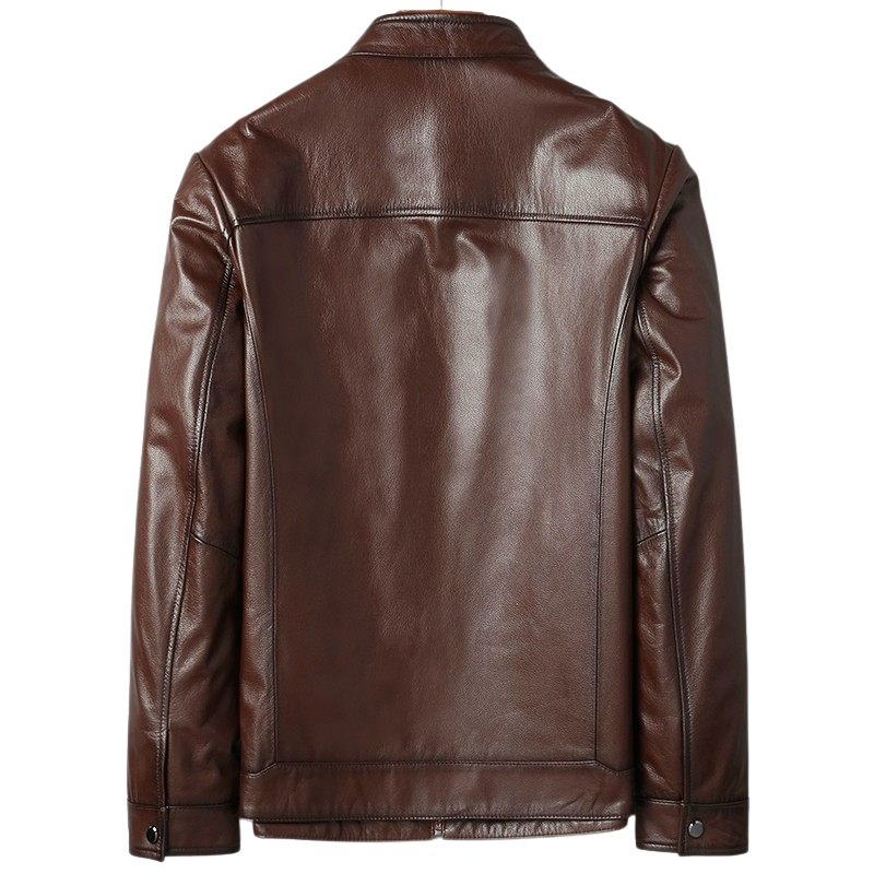 Mens Sleek Front Pocket Genuine Lambskin Leather Jacket