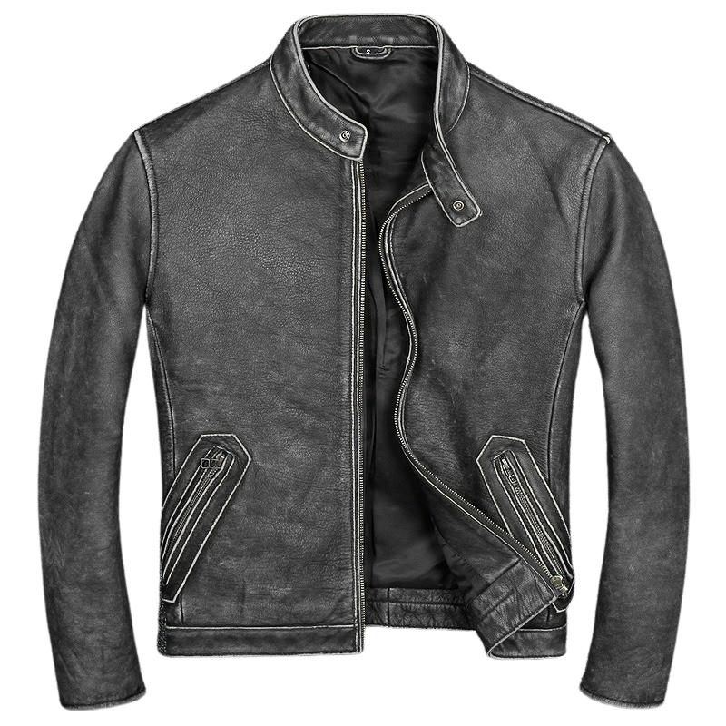 Mens Moto Fit Genuine Cowhide Leather Jacket