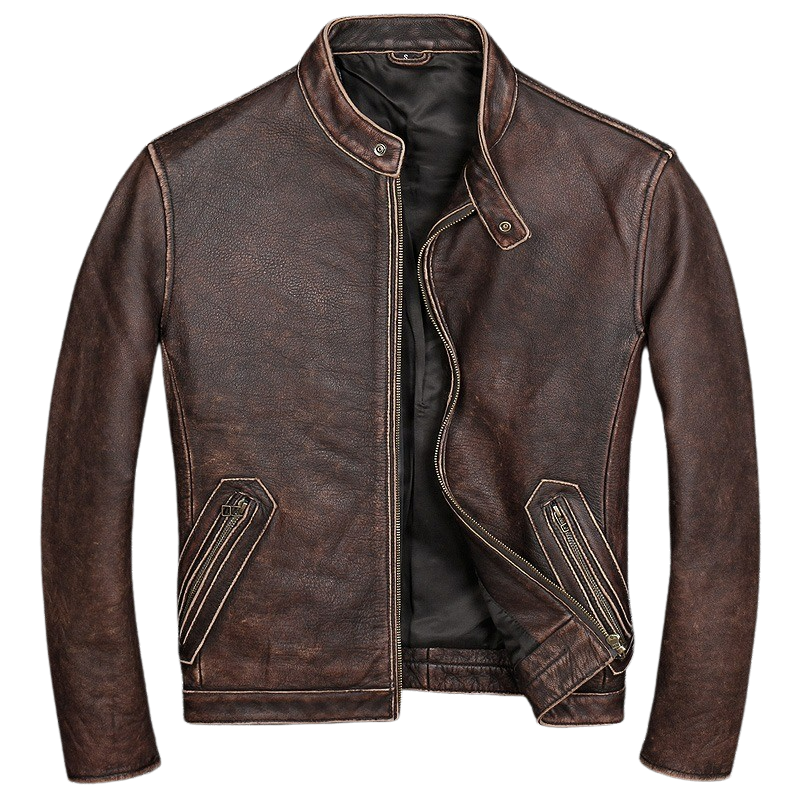 Mens Moto Fit Genuine Cowhide Leather Jacket
